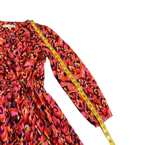 Pinch Dress Womens Extra Small Colorful Abstract Wrap Midi Long Tiered Sleeve - Picture 14 of 16